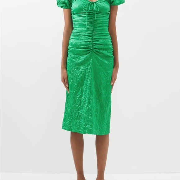GANNI
Ruched crinkled-satin midi dress - Picture 6 of 6